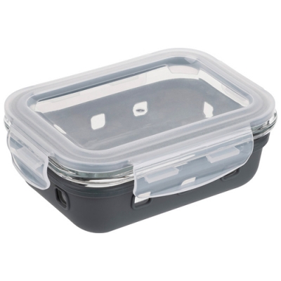 Контейнер MASSIMO, 370 мл, из жаропр.стекла с крышкой с защёлками в силиконовой подст. арт.108338