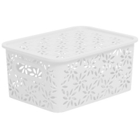 Корзинка "Ромашки" 3л 235х173х105мм с крышкой (белый) 511106 "Виолет"