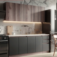 Кухня Игни Венера 2.0 дуб делано сер+графит (ШВБ400/800/800,ШНБ3Я400,ШНБ800,ШНМБ800,столеш мрам бел)