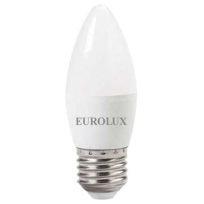 Лампа светодиодная LL-E-C37-6W-230-2,7K-E27 (свеча, 6Вт, тепл., Е27) Eurolux 76/2/9