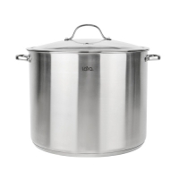 LR02-900 Кастрюля LARA серия АТЛАНТ (нерж) 28x24см, 14.7л, 5-слой капсулир индукц дно, стекл крышка