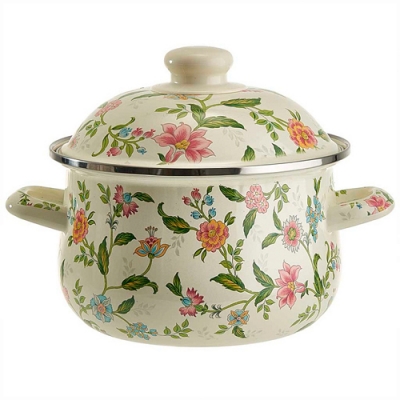 MetaLLoni EM-1505 Кастрюля эмалированная с эмалированной крышкой 2,0 л,d=18см,"Прованс"(6)