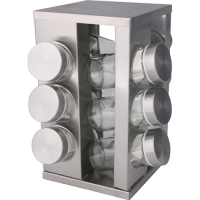 Набор для специй и приправ на вращающейся квадратной подставке, 12 баночек (11206604/160925/0006277,