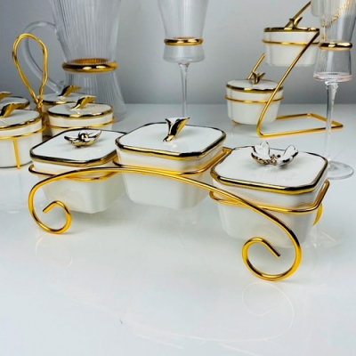 Набор из 3 банок на подставке MELODYв под.уп.(х12)Фарфор, металл арт.163-027