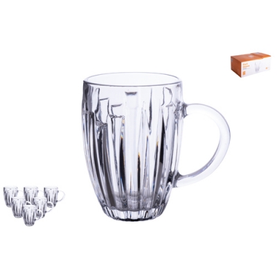 Набор кружек 370мл 6шт. п/у, glass 8308
