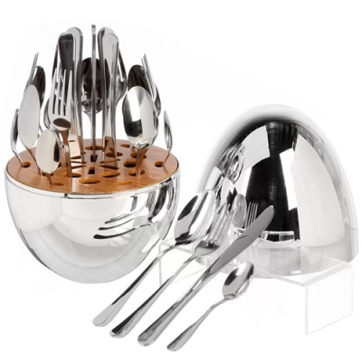 Набор столовых приборов нержавеющая сталь, 24 предмета, серебро, B020171, 6 персон, в пластиковой по