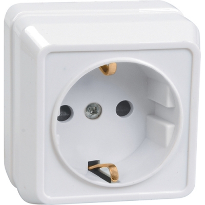 OKTAVA Розетка 1-местная с заземлением для открытой установки 16А РС20-3-ОБ белый IEK