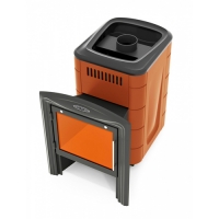 Печь банная каменка Компакт 2017 Carbon с дверцей антрацит,терракота