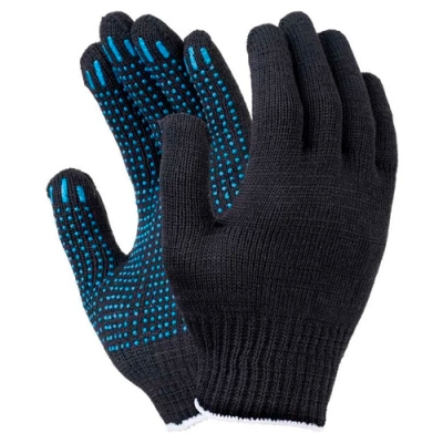 Перчатки 10класс (5 нитей) черные с ПВХ г.Иваново