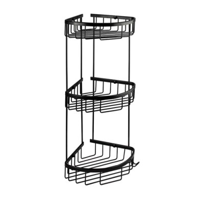 Полочка угловая овальная тройная, с креплением к стене, чёрного цвета 76062 TITAN Полочка угловая овальная тройная, с креплением к стене, чёрного цвета 76062 TITAN