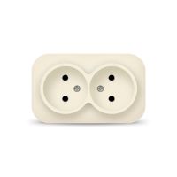 Розетка двухместная серия "IONICH", б/з, о/у, 16А, 220В, "слоновая кость" (ivory) (еврослот) (1427)