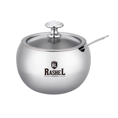 Сахарница из нержавеющей стали с крышкой и ложкой, 400 мл (R-1800) "МАРУСЯ"