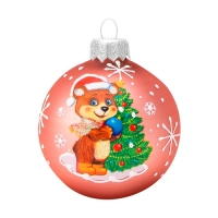 Шар "Медвежонок у ёлочки", 65 мм., в подарочной упаковке арт.КУ-65-234076