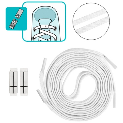 Шнурки с магнитным фиксатором плоские эластичные, цвет белый арт.107989