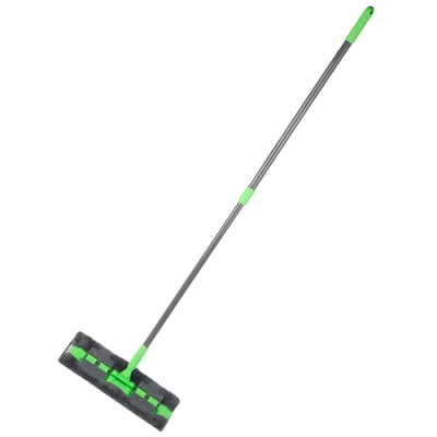 Швабра плоская Марья Искусница 23-А09 микрофибра,130х36х22см, телескоп ручка,серый,зеленый,с зажимом