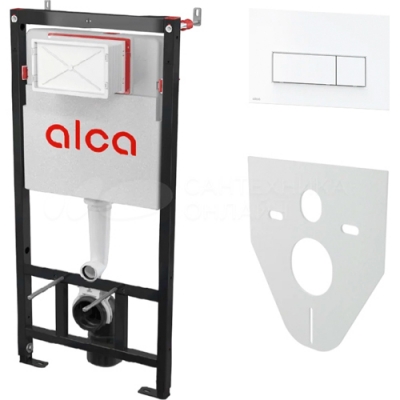 Система инсталляции для унитаза 4 в 1 кнопка белая Alcaplast AM101/1120-4:1 RU M570-001