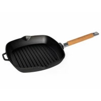 Сковорода-гриль чугунная со съемной деревянной ручкой, 260*260, ТМ ГАРДАРИКА, 0626