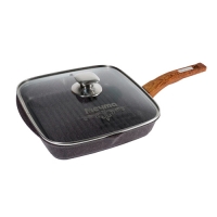 Сковорода-гриль квадр. 26*26 см с несъемной ручкой и стекл. крышкой АП "Premium" (violet) арт.С66904