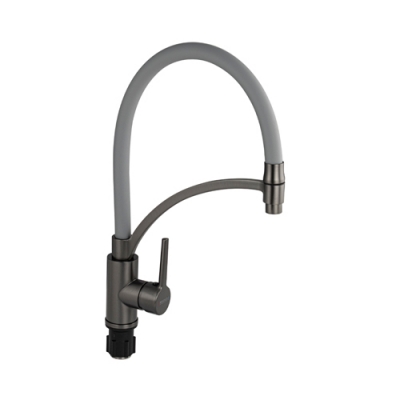 Смеситель для кухни, гибкий тёмно-серый излив с фиксацией, корпус из нержавеющей стали MAGNUS 9423 Смеситель для кухни, гибкий тёмно-серый излив с фиксацией, корпус из нержавеющей стали MAGNUS 9423