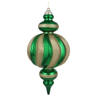 СНОУ БУМ Украшение подвеска декоративная, 20 см, пластик, зеленая с золотом арт.374-535