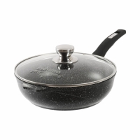 Сотейник 26 см с несъемной ручкой и cтекляной крышкой АП Гранит black арт.с263802