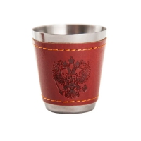 Стакан-стопка нерж в кожзаме герб (красн) 50*55 см 2К-012/3кмп арт.2К-012/3кмп