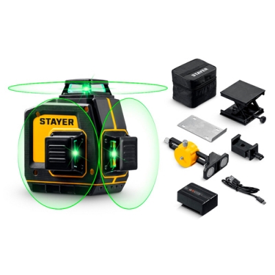 STAYER SL-3D, 50м, точн. +/-0,5 мм/м, зеленый лазерный нивелир (34963) 34963