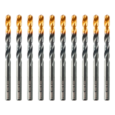Сверло по металлу, 6 мм, HSS-Tin, Golden Tip, 10 шт.// Denzel арт.717215