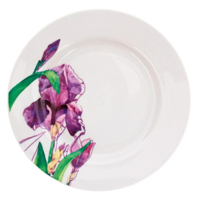 Тарелка мелкая диам. 200 мм Гладкий край Ирисы (фарфор) , р.4 Тарелка мелкая диам. 200 мм Гладкий край Ирисы (фарфор) , р.4