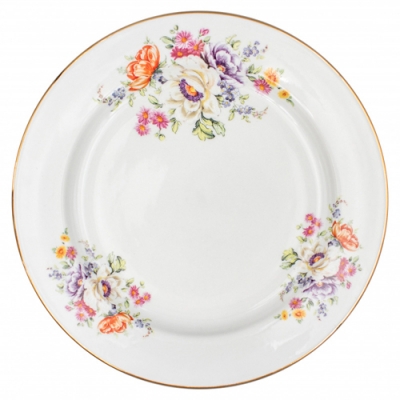 Тарелка мелкая диам. 240 мм Гладкий край Мейсенский букет (фарфор) , р.1874в