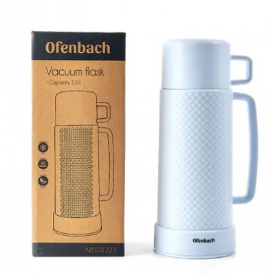 Термос 1000мл. пластиковый со стеклянной колбой (101325)