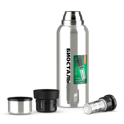 Термос "BIOSTAL-ОХОТА" у/г NBR-1200Z, 2 чашки, пробка с ситечком БИОСТАЛЬ