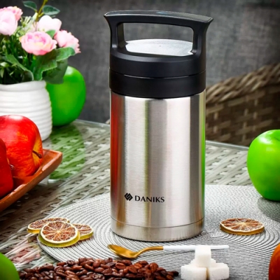 Термос для еды, нержавеющая сталь, 0.8 л, Daniks, колба нержавеющая сталь, с ложкой, SL-80MF-1 (4306