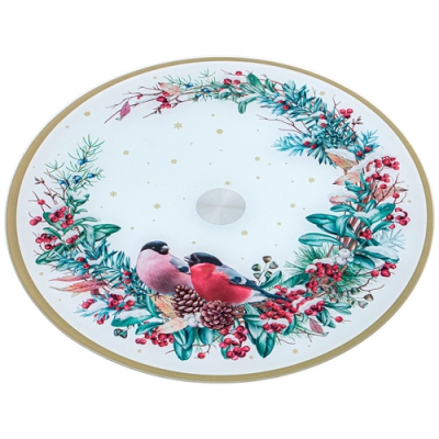 Тортовница вращающаяся "Снегири" 32*2,5 см 357-258 Тортовница вращающаяся "Снегири" 32*2,5 см 357-258