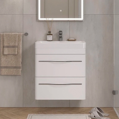 Тумба Vigo Jill 600-0-2 навесная, белый матовый (под умывальник 9595-60)