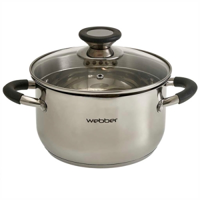 WEBBER BE-372/2 Кастрюля из нерж стали со стеклянной крышкой (d=18; 2,7 л) (8)