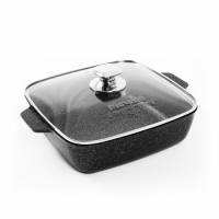Жаровня квадратная 28х28 см АП Гранит black арт. 39802