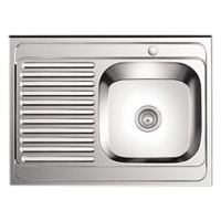 Мойка LEDEME накладная 80х60 т.0,6 правая ГЛЯНЕЦ бол.сиф. (L98060-6R) (+ сифон)