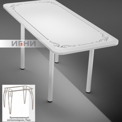Стол "Адриана" р-р1100*700/400 (раздв) белый с серебром (хромир металлокаркас паук) г. Пенза