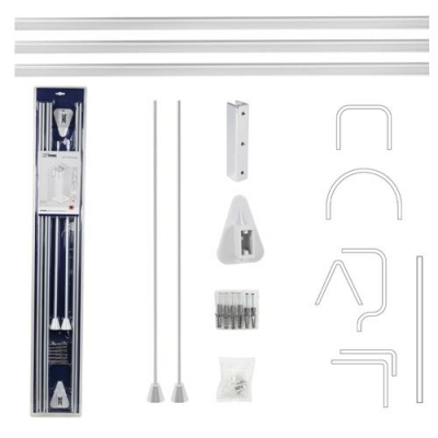 Карниз в ванную угловой - универсальный белый с гибкой перекладиной 100011 GFmark