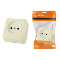 Розетка 2П открытой установки IP20 10А, сл. кость Ладога TDM (SQ1801-0014)