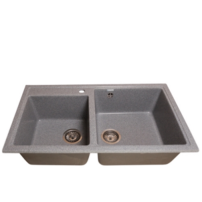 Мойка GranAlliance G-50 (830 х480мм) двухсекционная ,темно-серая с сифоном Мойка GranAlliance G-50 (830 х480мм) двухсекционная ,темно-серая с сифоном