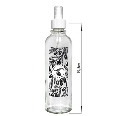 Бутылка цилиндр с кнопочным дозатором для масла/соусов, Extra virgin oil olive черн, 330 мл, стекло