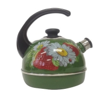 Чайник 3,5 л.(конс.ручка)-зеленый/клубника с ромашкой (декор- нерж.сталь)Т04/35/07/05 Чайник 3,5 л.(конс.ручка)-зеленый/клубника с ромашкой (декор- нерж.сталь)Т04/35/07/05