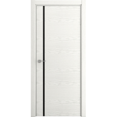 Дверь филенчатая Клио-4 ДО(шир 80)(ясень эмаль белая) стекло черное