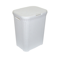 Корзина для белья 40л с крышкой с декором Ротанг (белый) 184006 Виолет