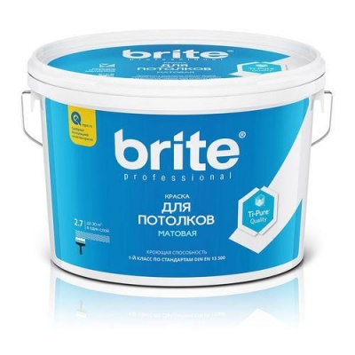 Краска BRITE PROFESSIONAL для потолков матовая база А 9 л.