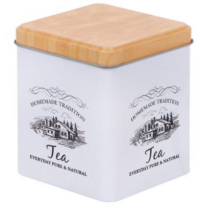 Банка для сыпучих продуктов, металл, 10х10х12 см, с крышкой, Чай, Y3-1189-1 (453174)