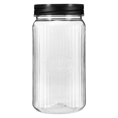 Банка квадратная с рельефом и эмбоссингом premium 1,3л (черный) арт.4402003 Бытпласт