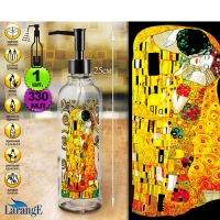 Бутылка цилиндр с пласт. помпой-дисп. чёрный мат., для масла/соусов, 330 мл, серия "Густов Климт"